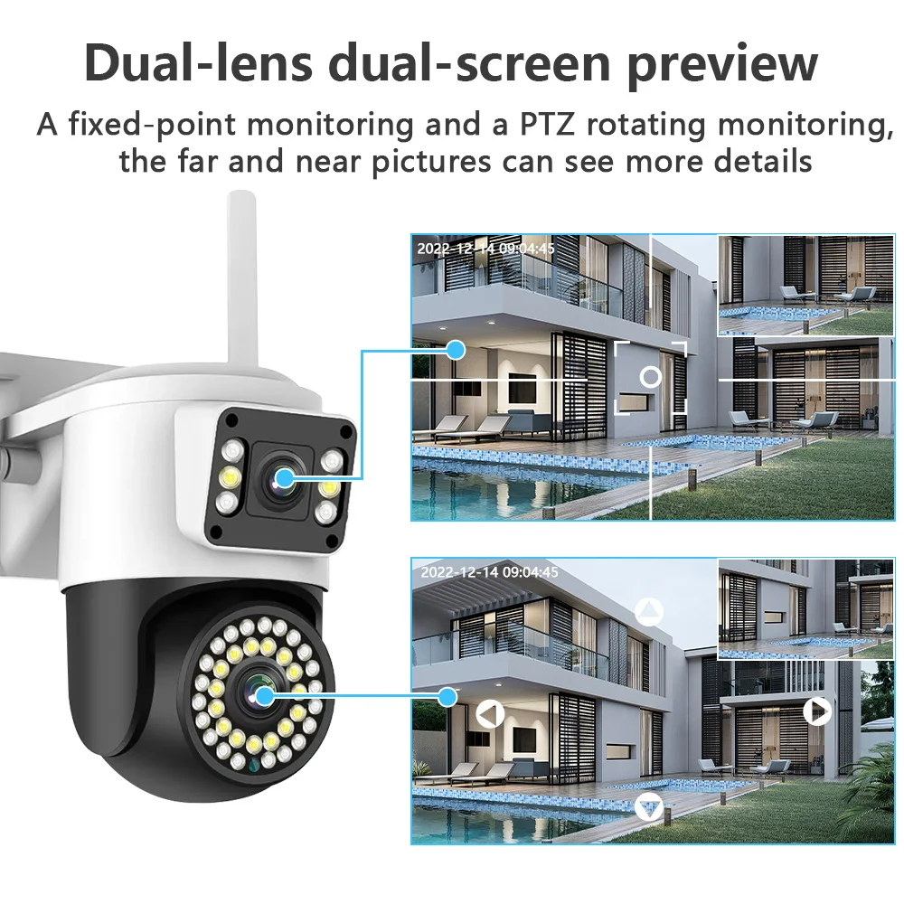 4MP Yoosee Dual Lens IP Camera WIFI Outdoor Auto Tracking Waterproof Wireless Security Home Camera Color Night Vision