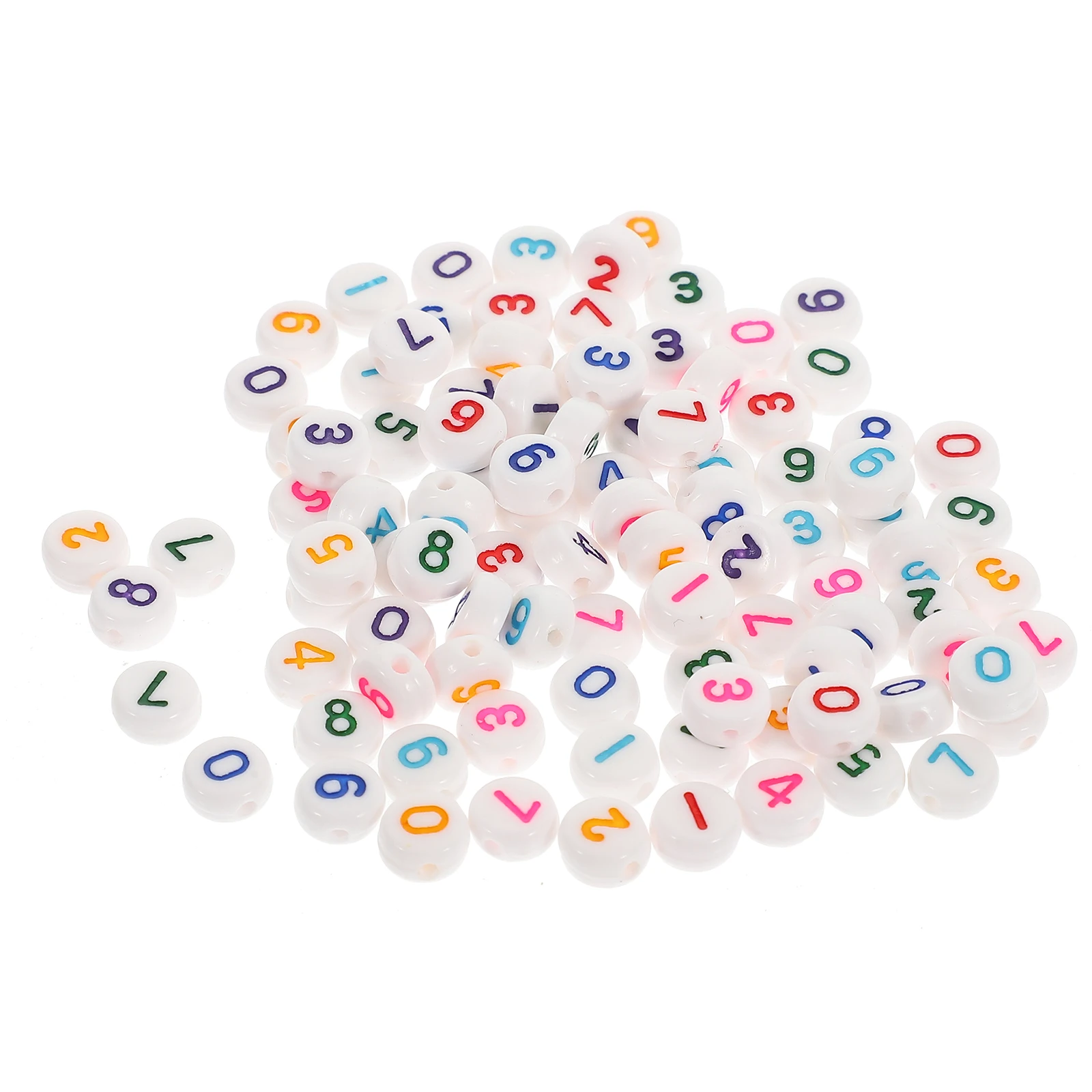 

100 Pcs Digital Bead Keychain Accessories Number Beads for Bracelet Making Lightweight Portable Acrylic Jewelry Craft Beads
