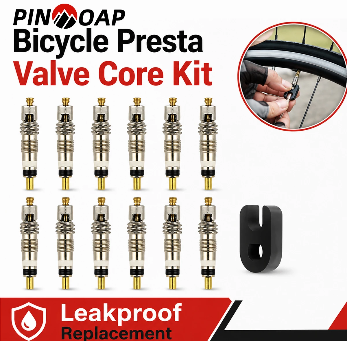 Bike Valve Core Kit with Removal Tool Presta Bicycle Tire Valve Stem Replacement Set Brass Core Repair Parts for MTB Road Bike