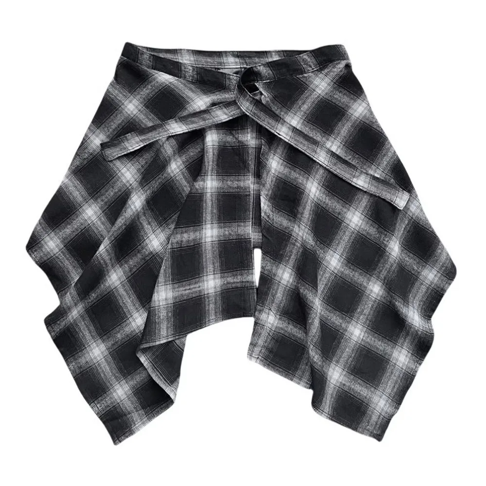Vintage Checkered Waistband Unisex Layered Wear Waist Covers Waist Scarf for Yoga Cycling Swimsuit Lower Skirt Hem