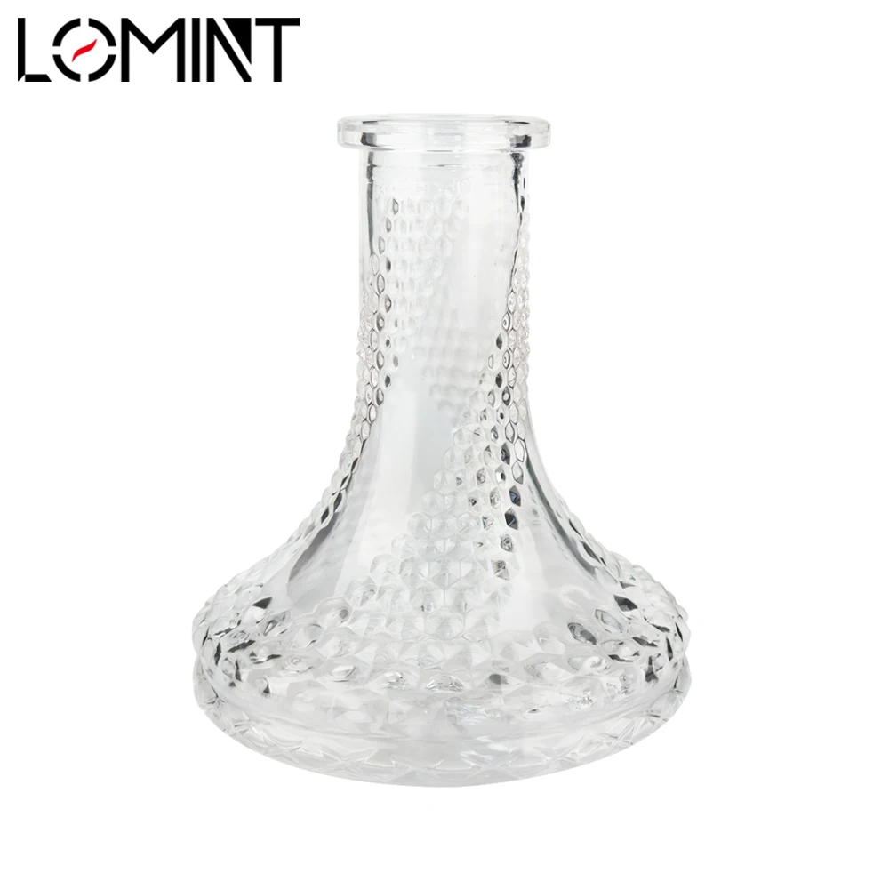 Lomint-متوسطة الحجم الزجاج الشفاف إناء النرجيلة ، النقش زجاجة عملية ، قاعدة الشيشة ، اكسسوارات تشيتشا ، قطر 17 سنتيمتر ، LM-V007 #1