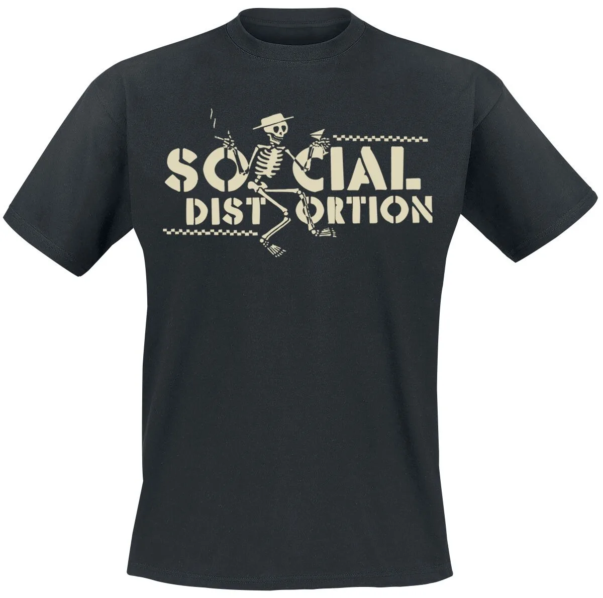Social Distortion Dancing Skeleton Smoking Logo Print Cotton T-Shirt Punk Rock Streetwear Unisex Crew Neck Tee