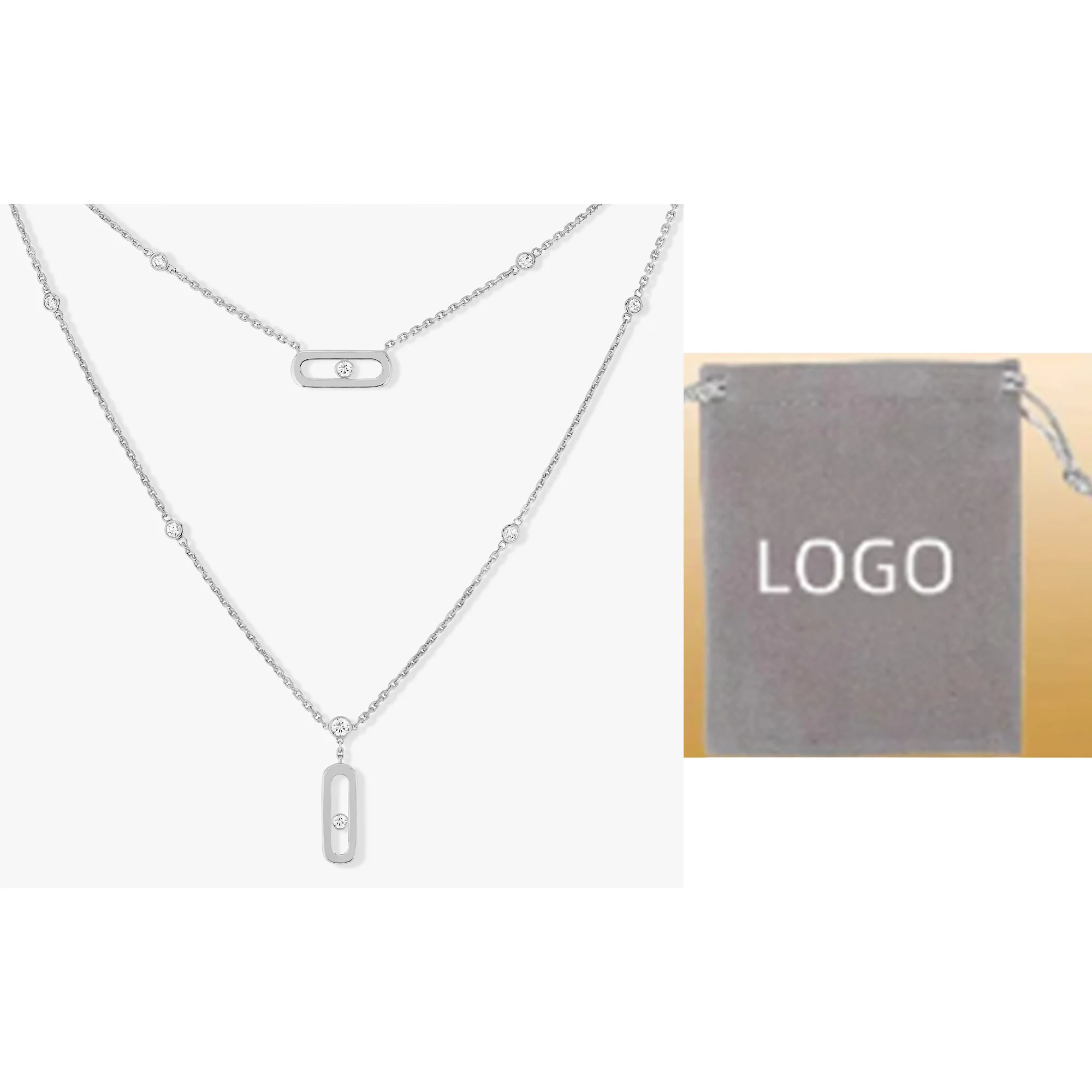 High end fashion Messik - style pure silver s925 elegant MOVE UNO necklace double loop hollow necklace