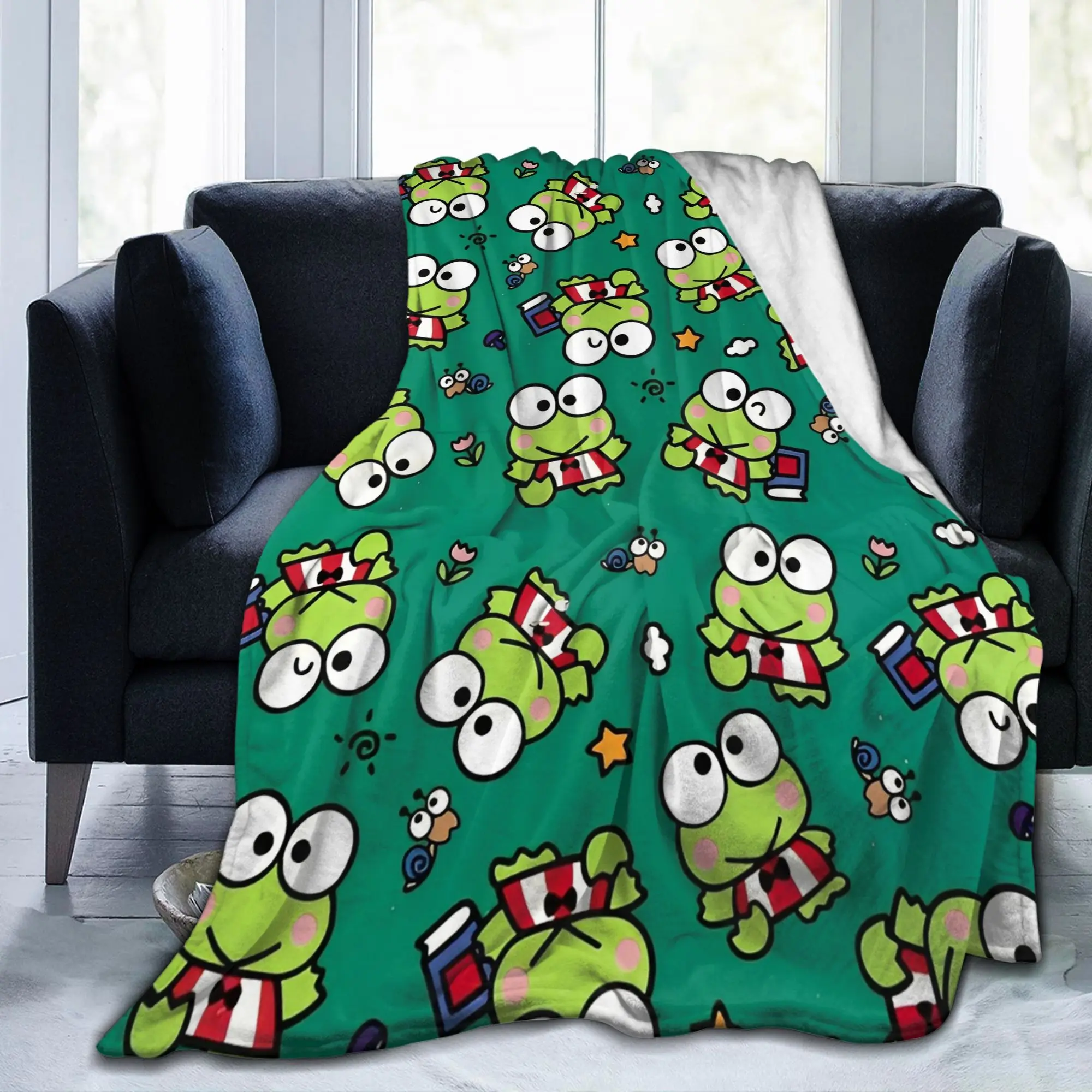 Simpatiche coperte Keroppi Decorazione in flanella Coperte sottili leggere multifunzione per divano Copriletto da esterno