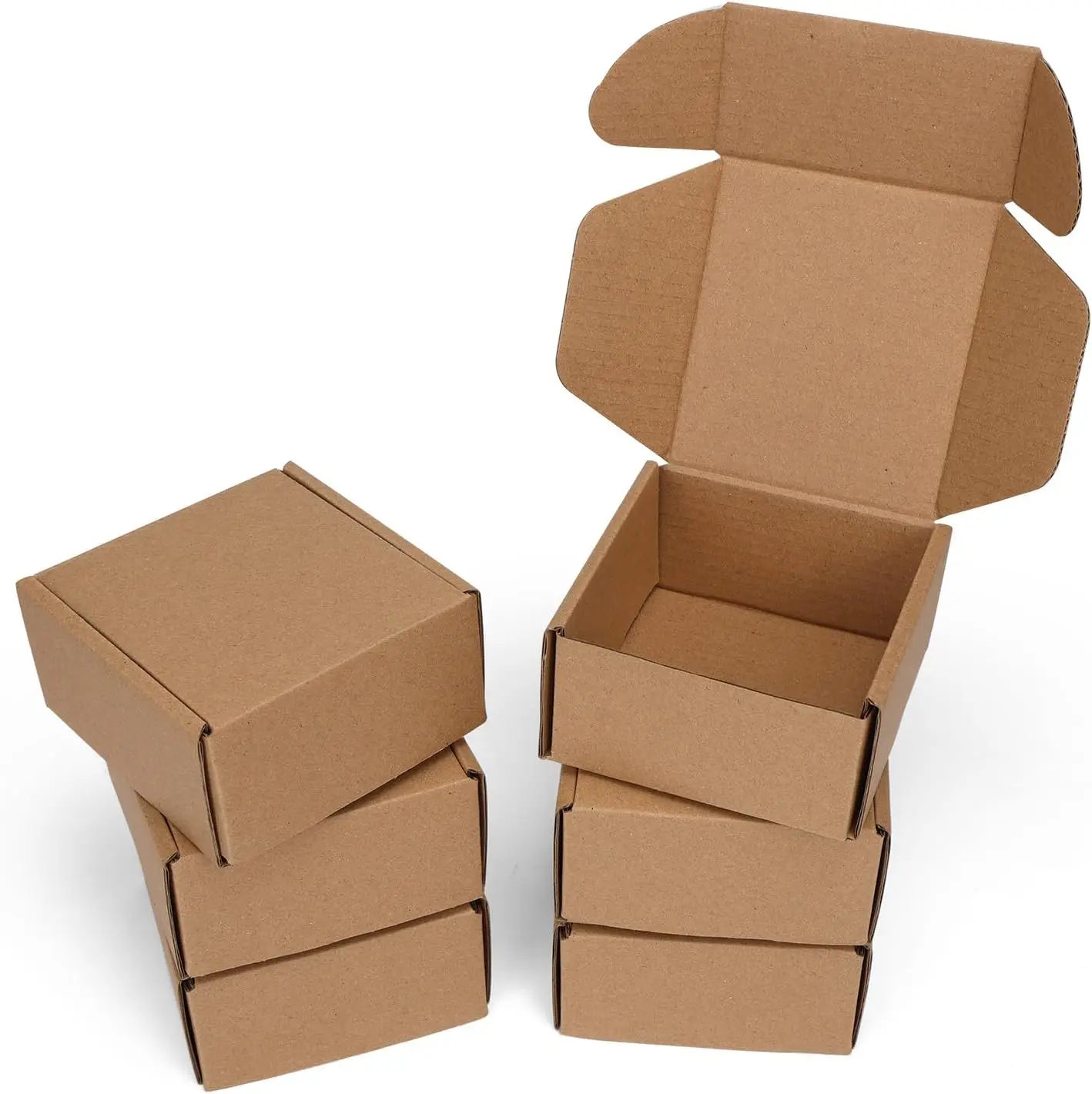 

6-Pack 4x4x2 Corrugated Cardboard Shipping Boxes, Small Mailing Boxes for Business