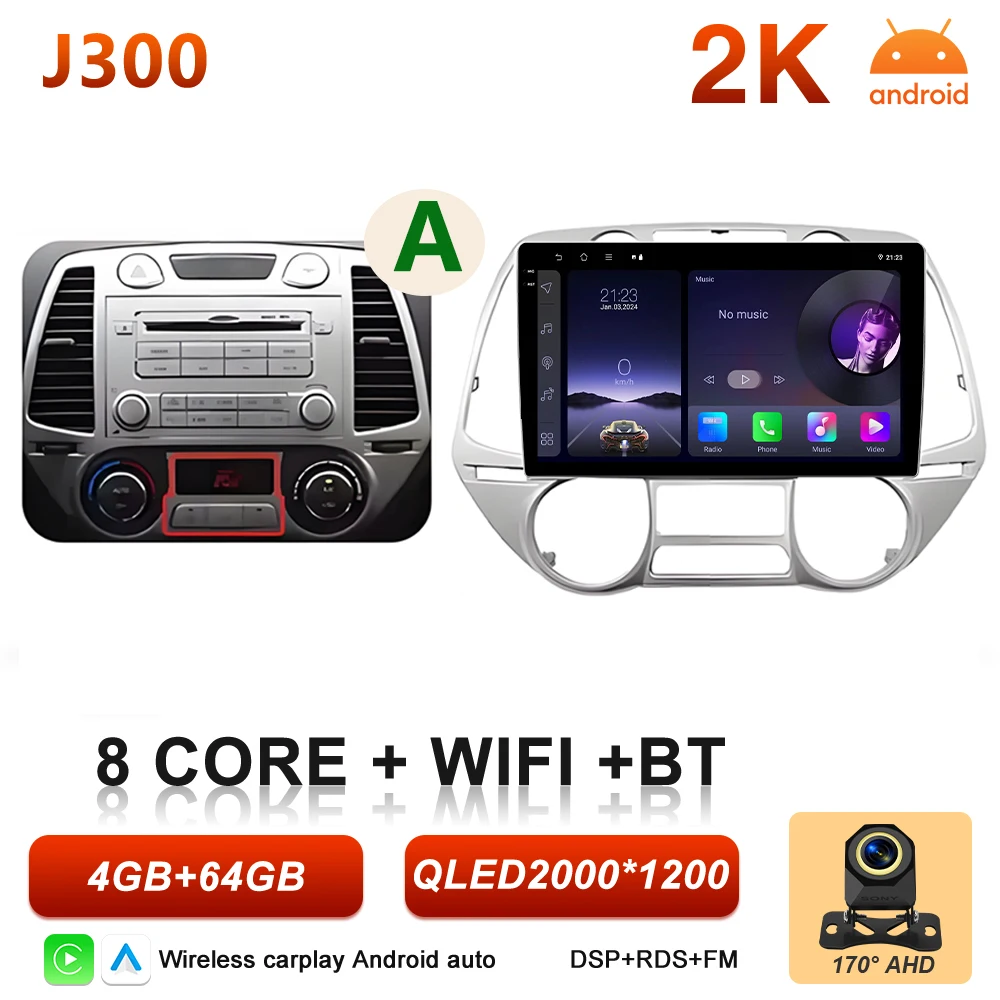 Android 16 autoradio multimediasysteem voor Hyundai i20 2008 2009 2010 2011 2012 Carplay Auto Player GPS Navigatie DSP BT Touchscreen