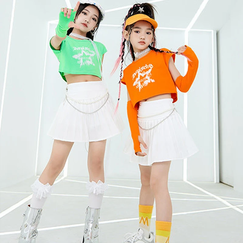 

Модная одежда для джазовых танцев для девочек, костюм для уличных танцев, групповой костюм для выступлений в стиле K-pop, детская одежда в стиле хип-хоп XS9741