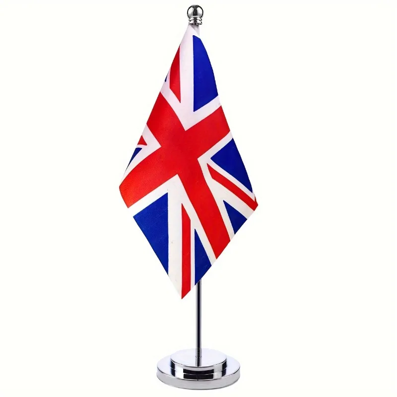 1pc Durable Polyester British UK Table Flag Desk Flag- Perfect for Office & Home Decor, Celebrations & Events Display