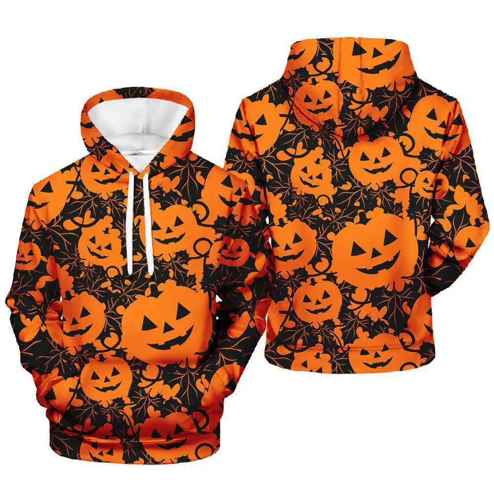

2025 Halloween Style Pumpkin Graphic 3D Printed Polyester Men's Sweatshirt Autumn Casual Loose Pullovers Street Harajuku Hoodies