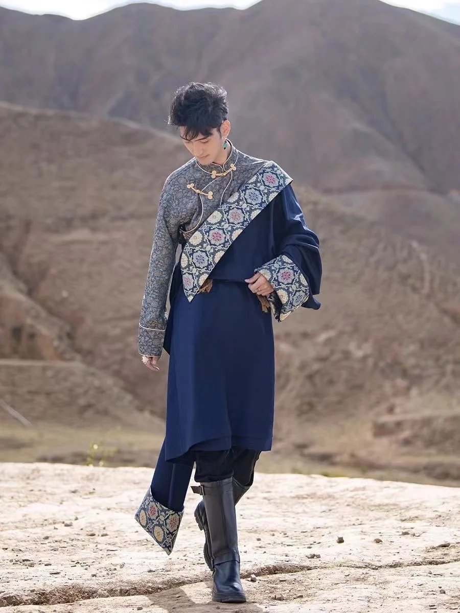 Disfraz de Hanfu tradicional chino para hombres y mujeres, ropa tibetana, Lhasa, estilo nacional del Tíbet, Cosplay, espectáculo, vestido de fotografía, nuevo, 2023