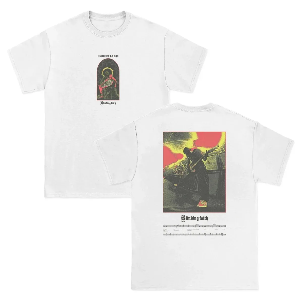Knocked Loose Unisex T‑Shirt,intricate Gothic Religious Artwork with Lyric Text Double‑sided Print,collectible Hardcore Band