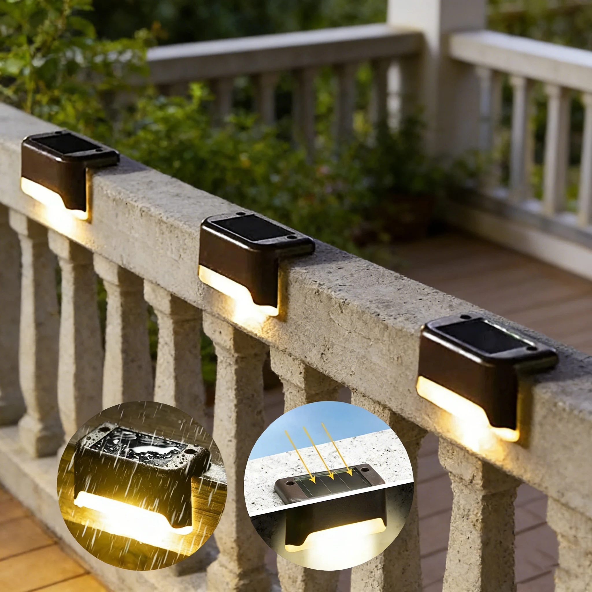 Solar Deck Lights Outdoor Step Lights Waterproof LED Solar Lights for Railing Stairs Fence Yard Patio and Pathway Plant Lighting