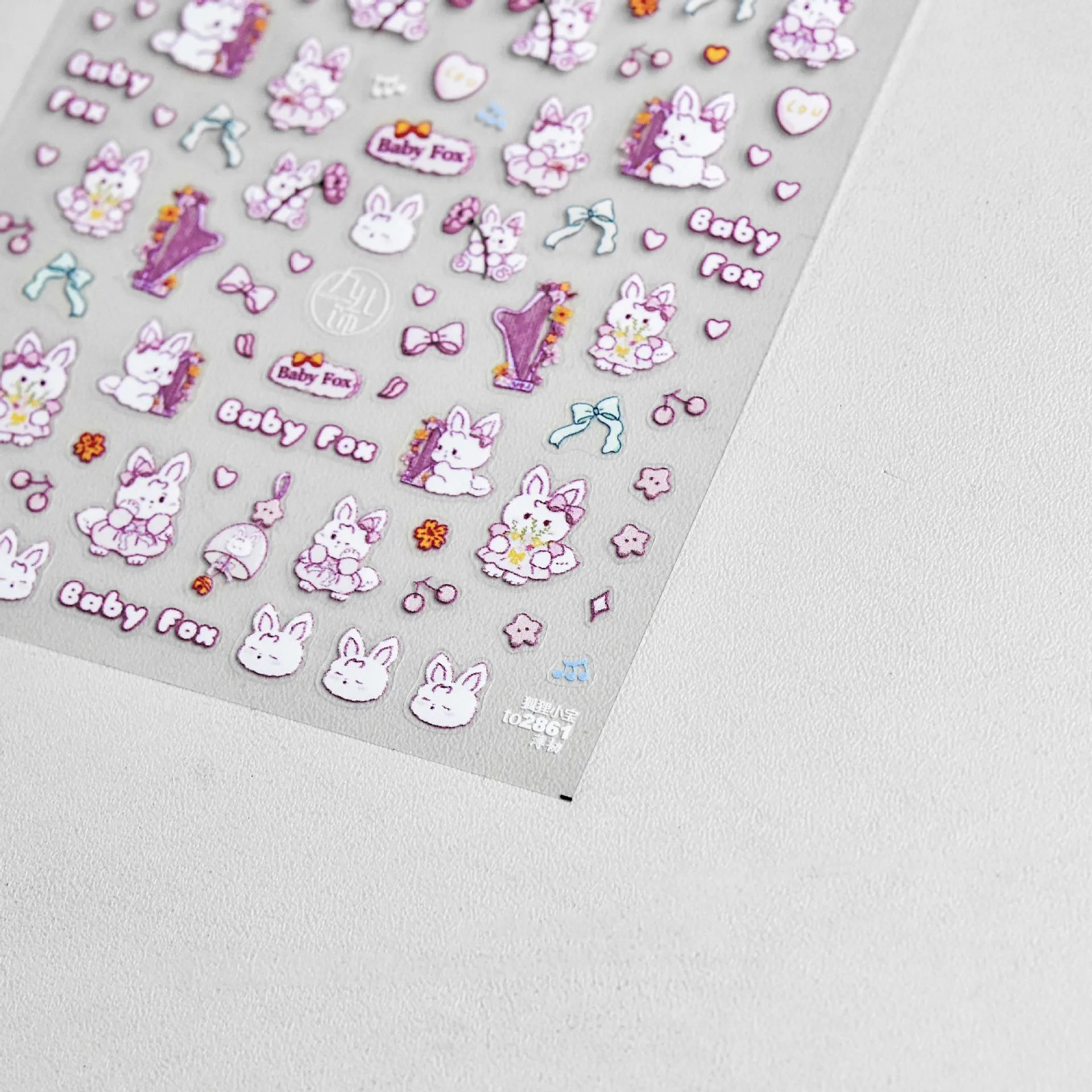 Cute Cat Bunny Animal Rabbit Flower 5D Relief Self Adhesive Nail Art Decoration Stickers 3D Colored Manicure Decals DIY Kitty