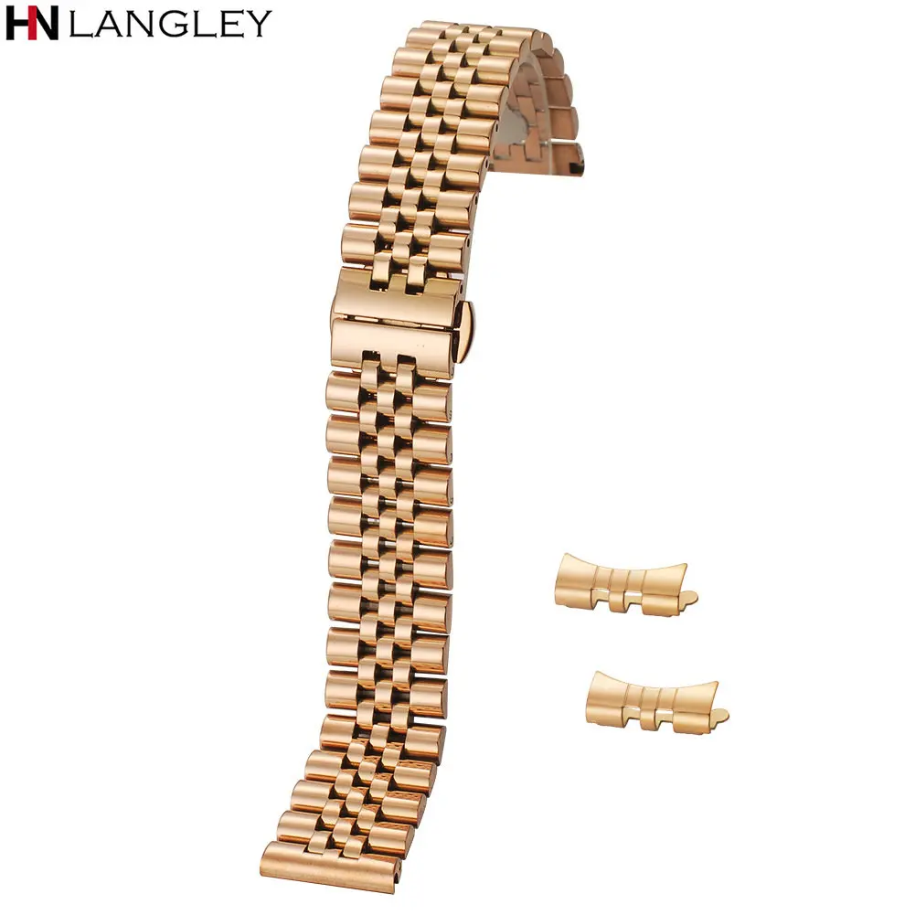 12/13/14/16/17/18/19/20/21/22mm Watch Band Strap Stainless Steel Watchband Bracelet Hollow arc interface With Tool Pins Replace