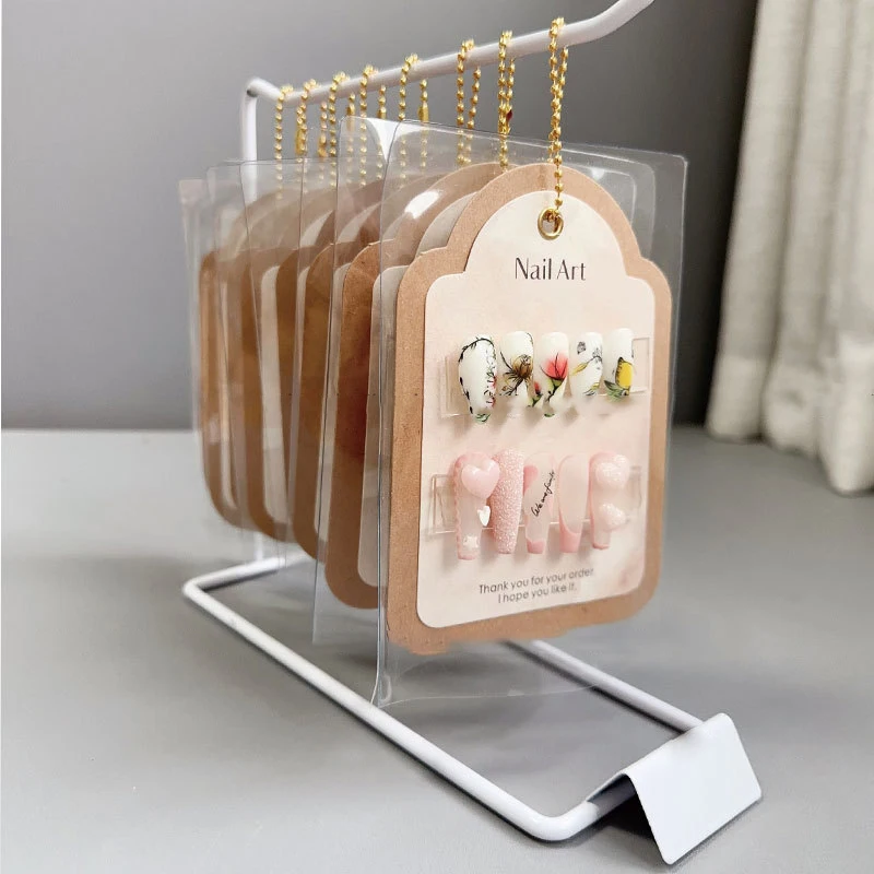 Fake Nails Display Card With Chain Dust Bag For Press On Nails Jewelry Display Light Luxury Photograph Props Background Paper