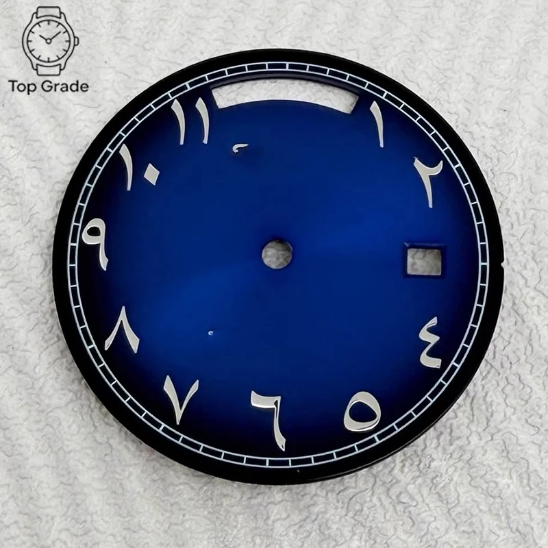 TG 31mm S Dial Sunburst Watch Dial Arabic Numerals  Dual Calendar Window Suitable for 8285 Automatic Movement
