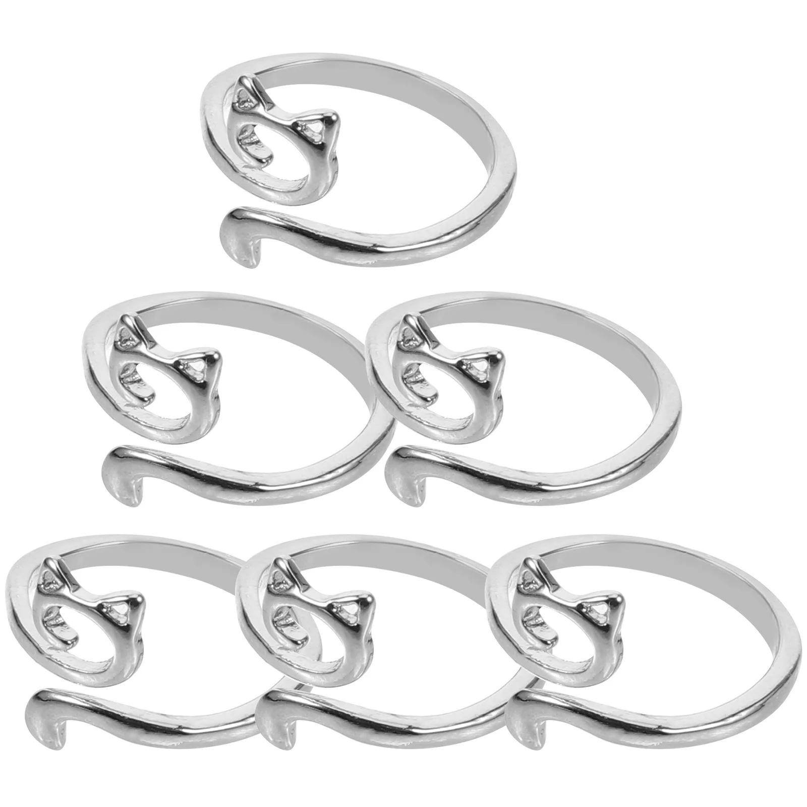 

6pcs Silver Knitting Ring Loops Knitting Rings Adjustable Finger Protectors Yarn Guide Crochet Tools Portable Decorative
