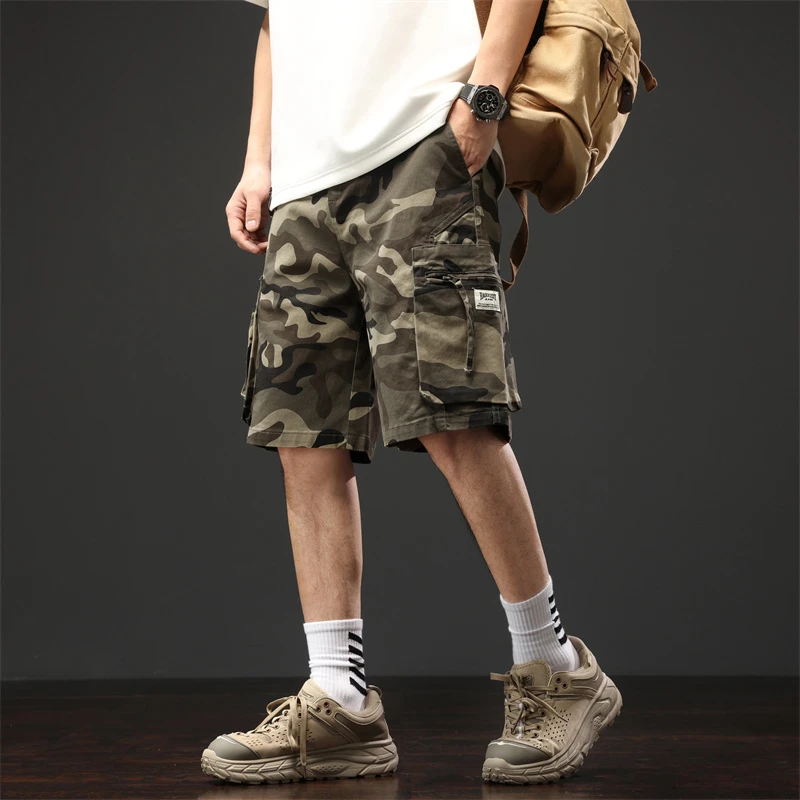 

American Sle Camouflage Workwear orts Men's Summer 2024 New Trendy plus Size Five-Point Pants Breathable Cotton Polyester