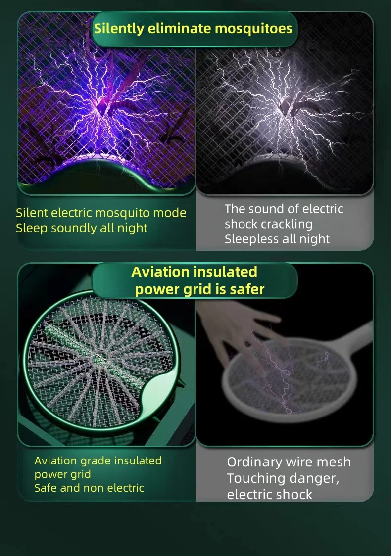 Xiaomi 3000V Elettrico Mosquito Racchetta Lampada Assassino Della Zanzara USB Ricaricabile Pieghevole Scacciamosche Scacciamosche Trappola Per Zanzare