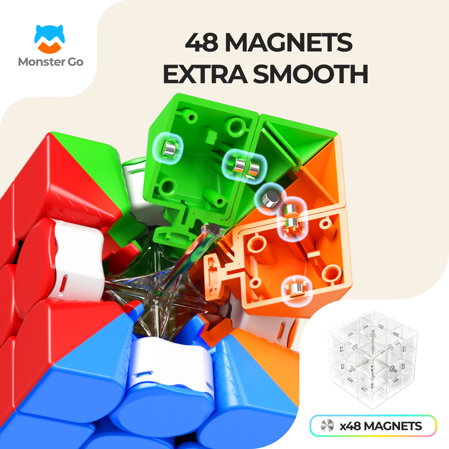 Monster Go Magnetic Magic Cube 3x3 EDU Speed Cube MG 356 Educational Cube Puzzle Toy For Kids Beginners Practices