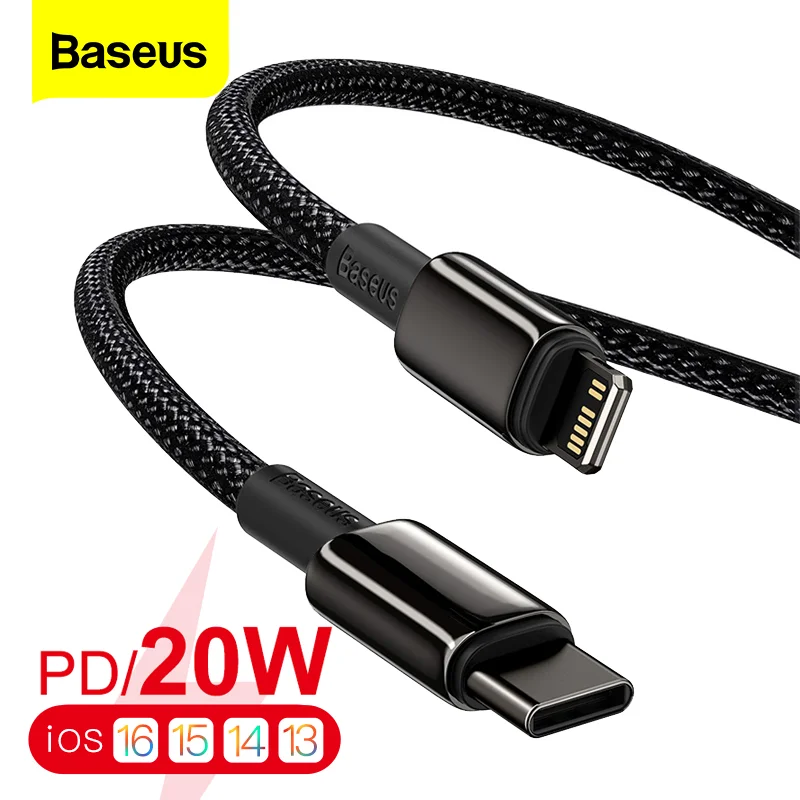 Baseus 20W PD USB Cable For iPhone 14 13 12 Pro Max Plus Mini 11 X 8 Type C Fast Charging Data Cable For iPad Mini Air Wire Cord