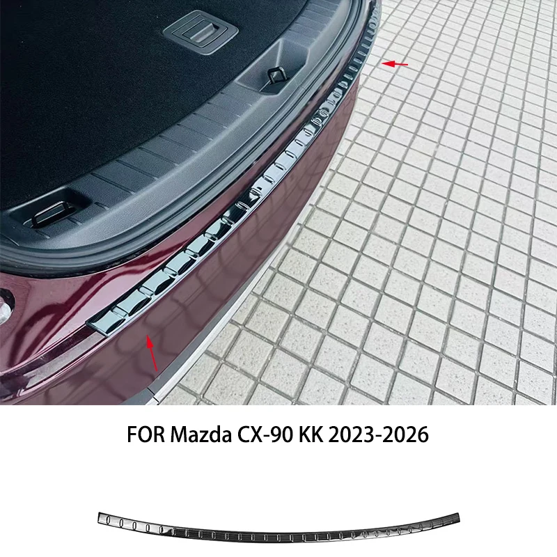 

Подходит для Mazda CX-90 KK 2023-2026, черная нержавеющая сталь, задний багажник, внешний бампер, защитная крышка, защита порога, накладка