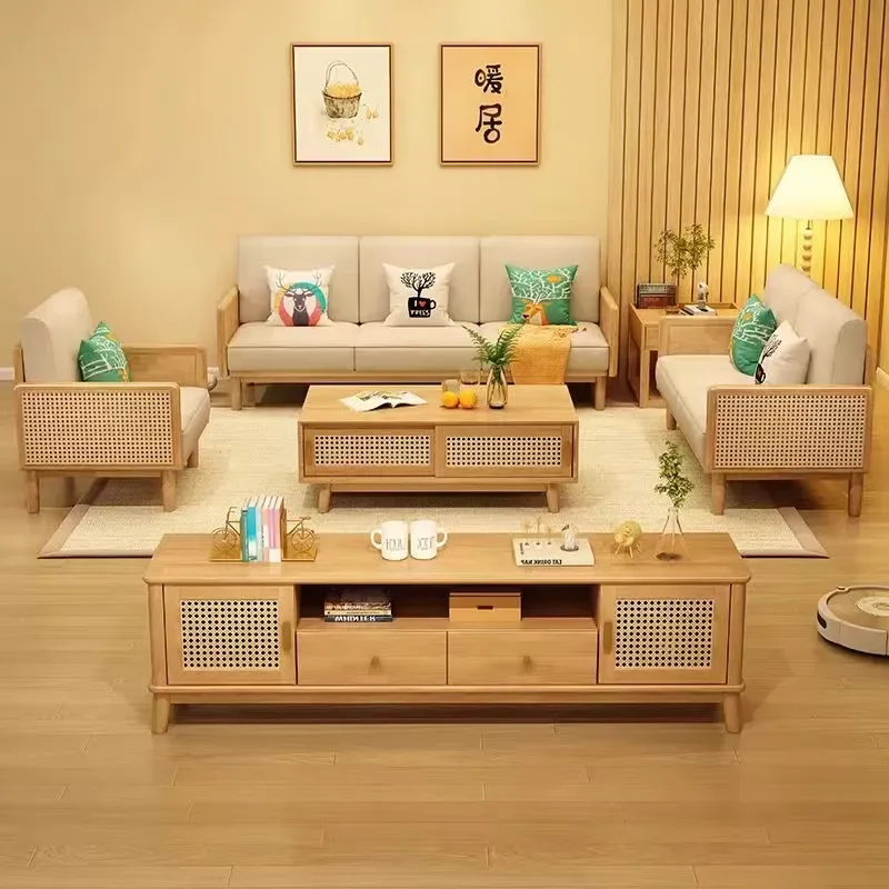 Modern style simple living room sofa set 1-5 living room furniture, suitable for villas, families, apartments, with wooden