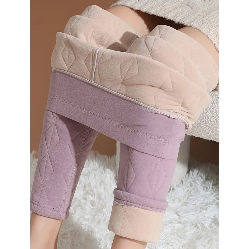 السيدات عالية الخصر سميكة السراويل القطنية الحرير المنزل وفي الهواء الطلق اصطف السراويل الدافئة لخريف وشتاء TT243 #1