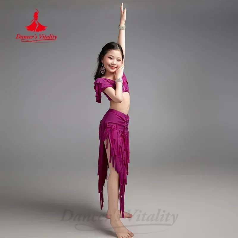 Belly Dancing Outfit for Girls Temperament Elegant Tassel Practice Suit Children\'s Oriental Dance Professional Training Clothing