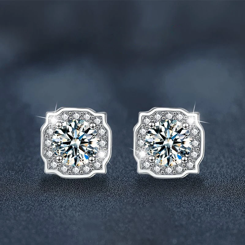 Modische Bestseller 100% Moissanit 1-Karat S925 Sterling Silber Runde Ohrstecker für Damen Hochwertige Hochzeitsschmuckstücke – Detail 11