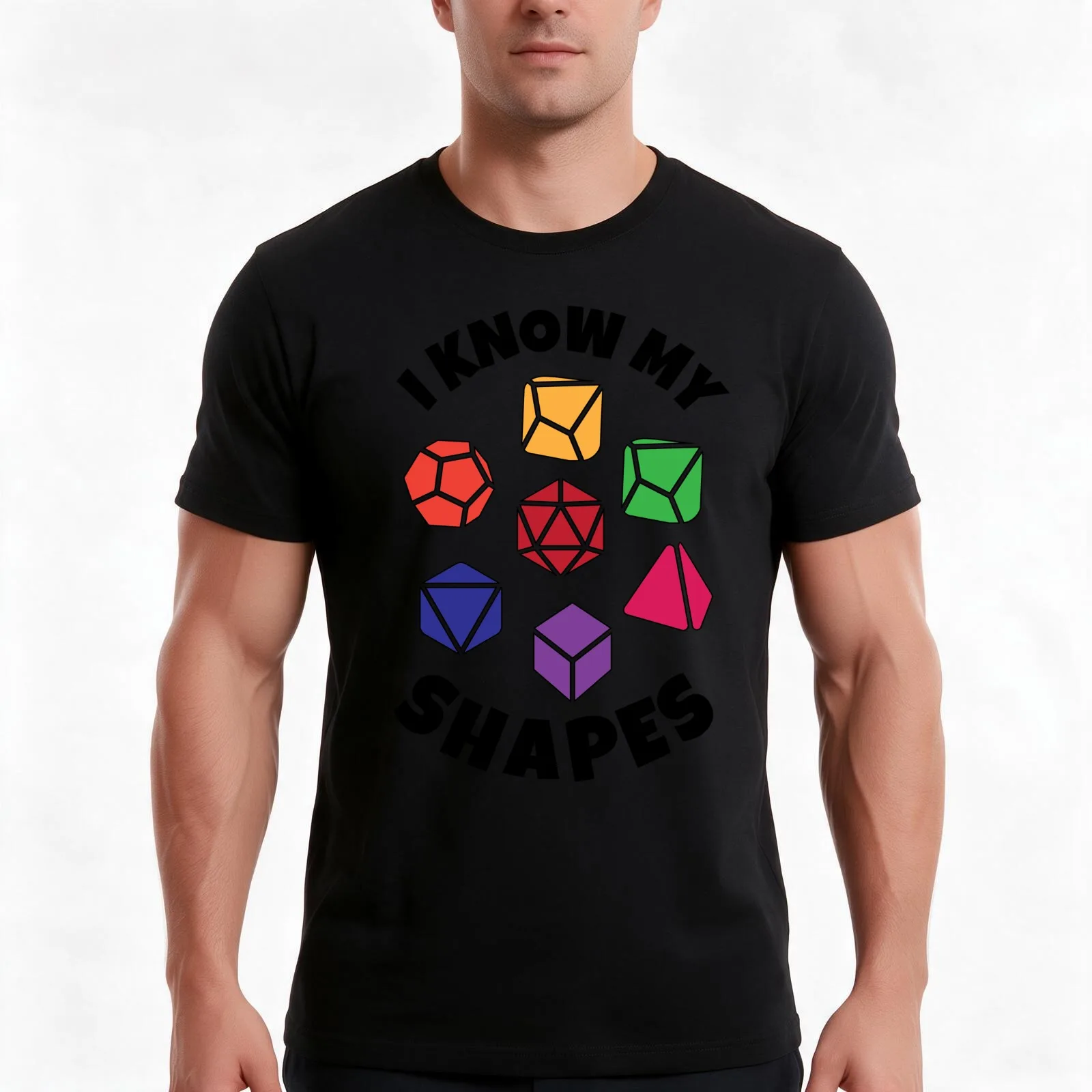 D&D Kids or Baby I Know My Shapes with Polyhedral Dice T-Shirt, Summer Casual Cotton Tee, Oversized Streetwear Tops, 100% Cotton
