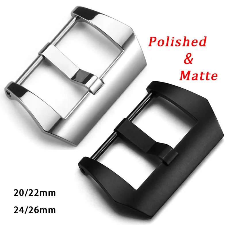 316L Stainless Steel Buckle 20mm 22mm 24mm 26mm for Panerai PAM Matte Polished Pin Clasp Metal Silver Black Button Accessories