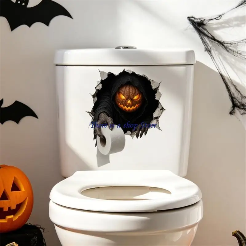 D0AD Halloween Toilet Decorations Bathroom Wall Decal Stickers 6 Distinct Flat 2D Horror Characters for Varied Bathroom, Toilet,
