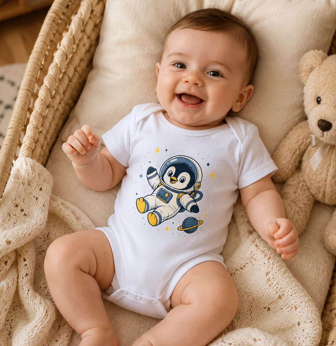 Cute Super Penguin Print Baby Bodysuit Short Sleeve Cotton Newborn Romper Unisex Infant Onesie Summer Cartoon Animal Jumpsuit 0-