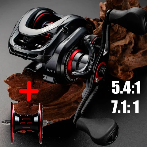Carretel de arremesso de água salgada e baitcaster 5.4:1 7.1:1 com carretel de reposição fundição de isca 9bb multiplicador bobina carretel de pesca para polvo