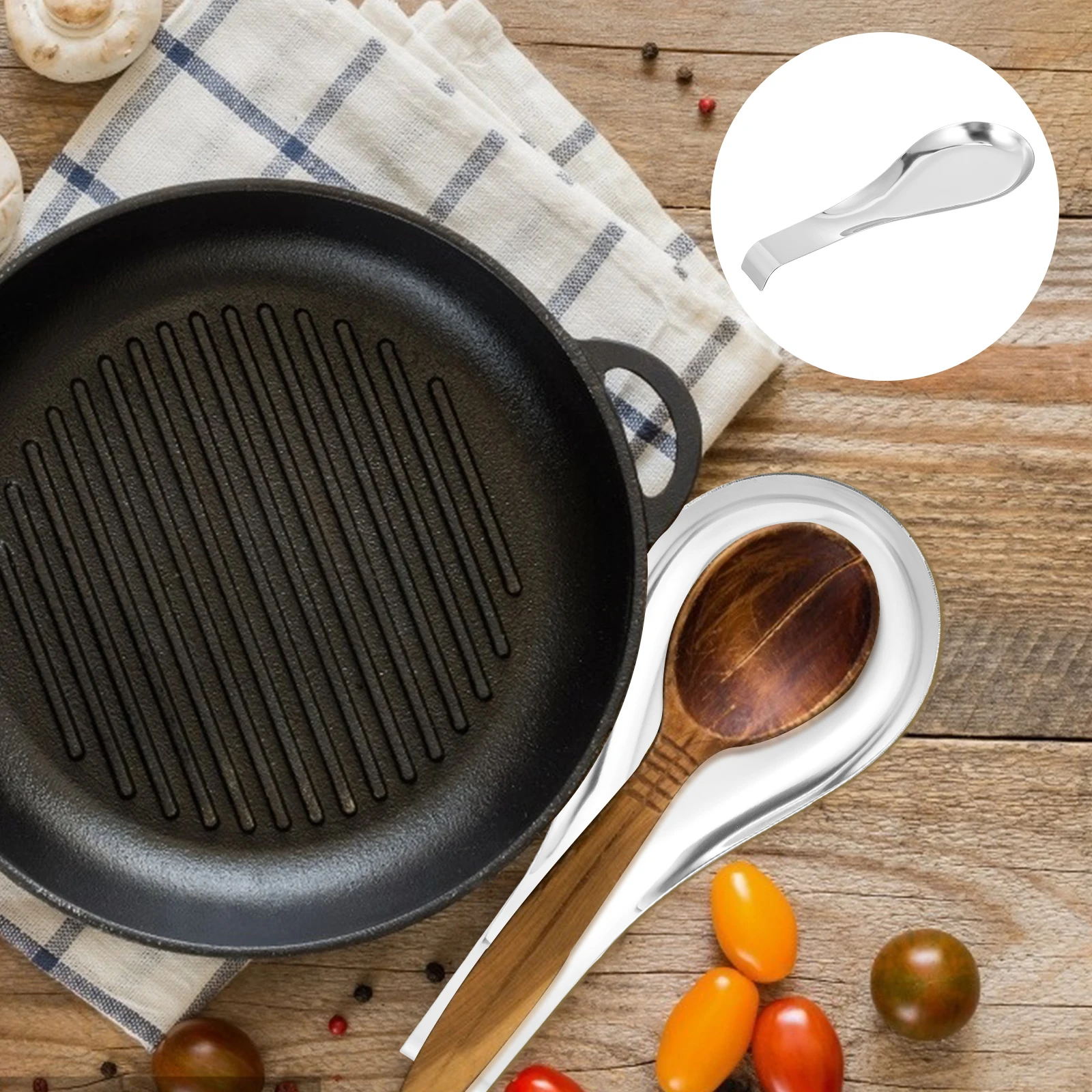 

1pc Stainless Steel Rest Nonslip Holder Cushion Pad Kitchen Supplies Anti Nonslip Scoop Pad Scalding Rack Tableware