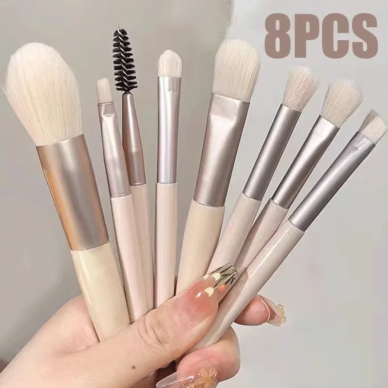 8-delige make-upborstelset voor gezicht Losse poeder Blush Concealer Oogschaduw Stralende look voor kerstfeestjes Reisvriendelijk ontwerp