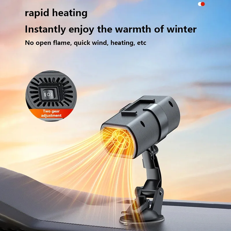 Car Heater Winter Fast Heating 12V Portable Electric Heated Fan Windshield Defrosting Defogging Heating For Car Travel Camper