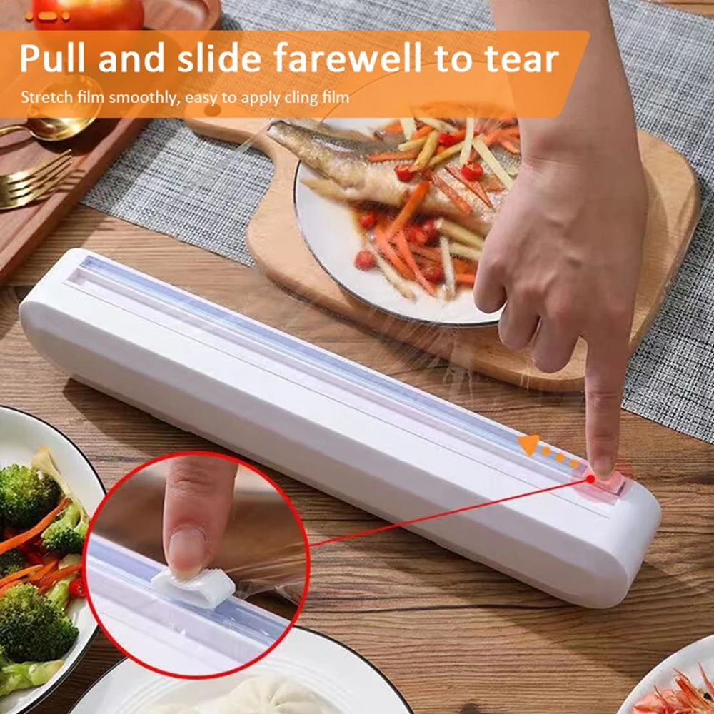 Food Film Cutting Device Kitchen Foil Holder Wrapping Paper Dispenser With Cutter Stretch Film Box Kitchen Accessories Organizer