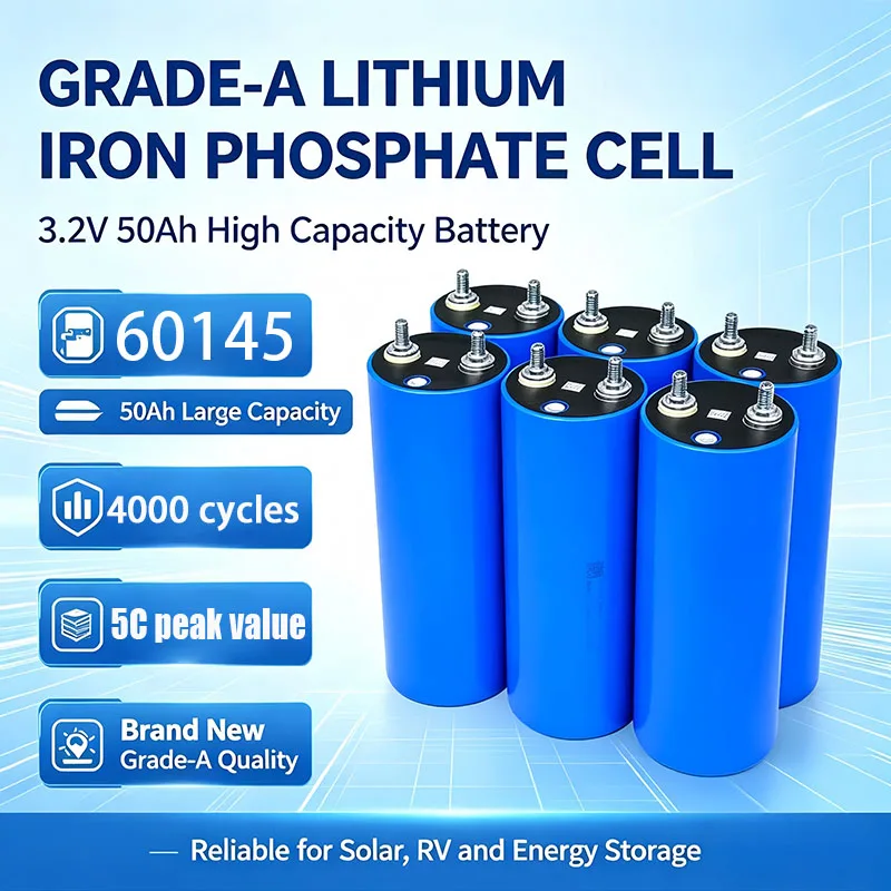 1-32pcs New A-grade 60145 3.2V 50Ah LiFePO4 Battery DIY 12V 24V 48V RV Car Golf Cart Lithium Iron Phosphate Rechargeable Battery
