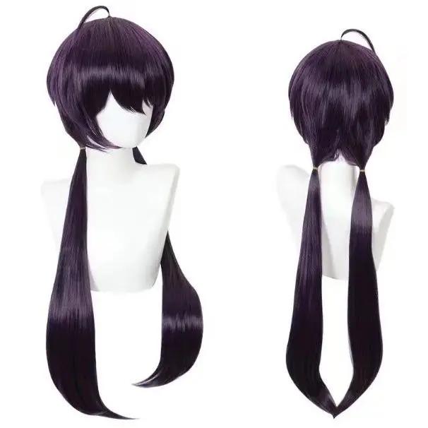 Peruca cosplay de cauda dupla roxa escura |   Fibra resistente ao calor para Kyoka Izumi de Bungo Stray Dogs, venda direta da fábrica