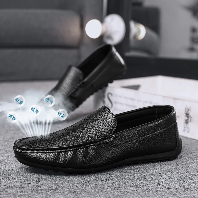

Genuine Leather Men's Shoes Classics Business Dress Shoes Moccasins Slip on Loafers Driving Shoes for Men Casual Shoe Big SIze44