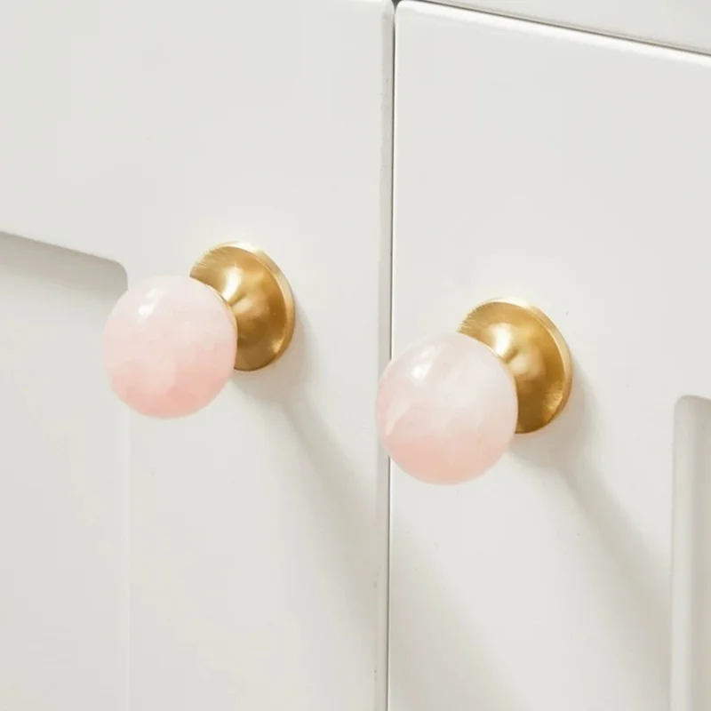 Natural Marble/ Crystal + Brass Kitchen Cabinet Storage Handle and Drawer Knobs Wardrobe Cupboard Door Pulls Furniture Handles