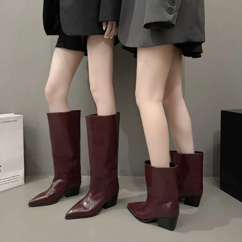 French-style Long-thigh Boots Women's Autumn and Winter Pointed Toe Knee-high Boots Look Thin