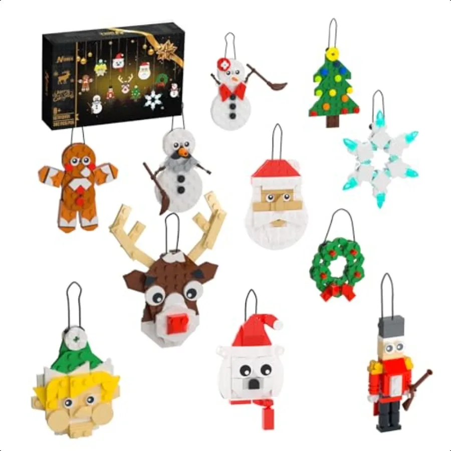 

Christmas Ornaments Building Kit Christmas Tree Wreath Santa Snowman Gingerbread Reindeer Nutcrackers Snowflake 11in1. Stocking