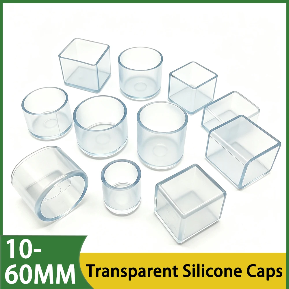 Silicone Furniture Leg Caps Transparent Anti-Noise Non-Slip Floor Protector Pads 10-60mm Table Chair Foot Covers 2/4/8/10/20Pcs