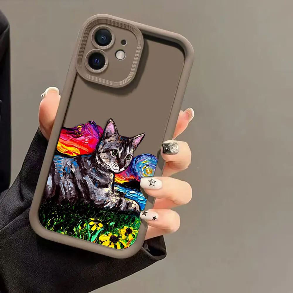 Vintage Pittura A Olio Gatto Cassa Del Telefono Per MOTO G9 G22 G24 G30 G32 G34 G52 G54 G60 G75 G84 G85 E22 E32 E40 EDGE 40 50 60E TPU caso