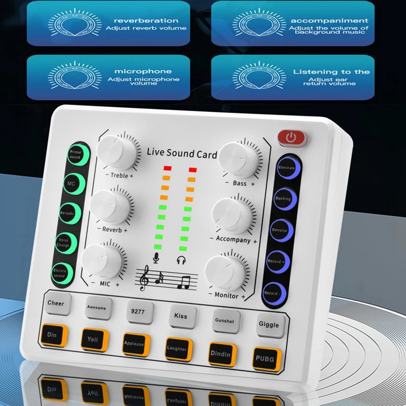 M8-ワイヤレスBluetoothオーディオミキサー,ライブサウンドカード,デジタルミキサー,ノイズリダクション,ライブストリーミング,podキャスティング