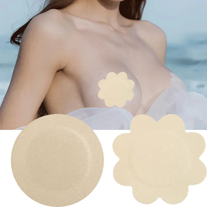 

Women Satin Cloth Breast Stickers Invisible Breast Enhancer Tape Nipple Stickers Reusable Bra Nipple Covers Nude Breast Pad