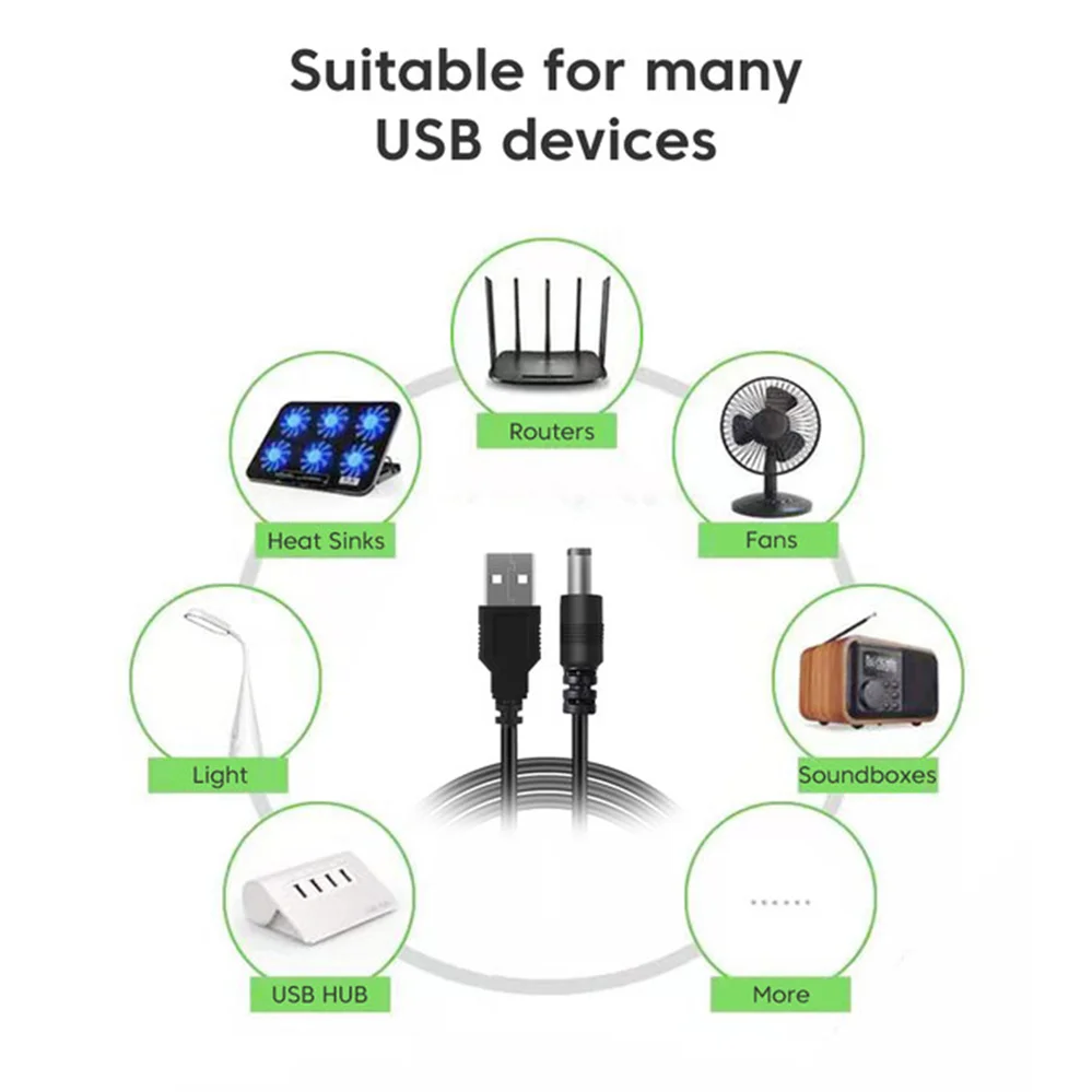 Kabel zasilający USB 5,5 * 2,1 mm DC 5V do 9V 12V Boost Kabel WiFi do Powerbank Konwerter Przewód podwyższający do routera Wi-Fi Modem Wentylator